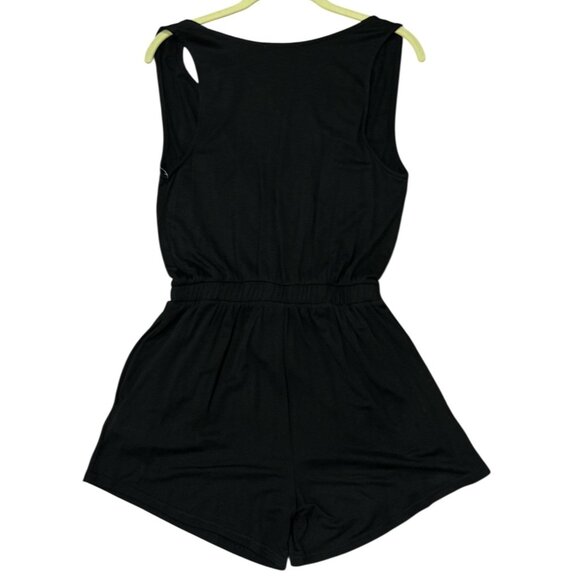 NWT Antistar Womens Romper Size M Black Sleeveless Elastic Waist Tie Detail - Picture 2 of 6